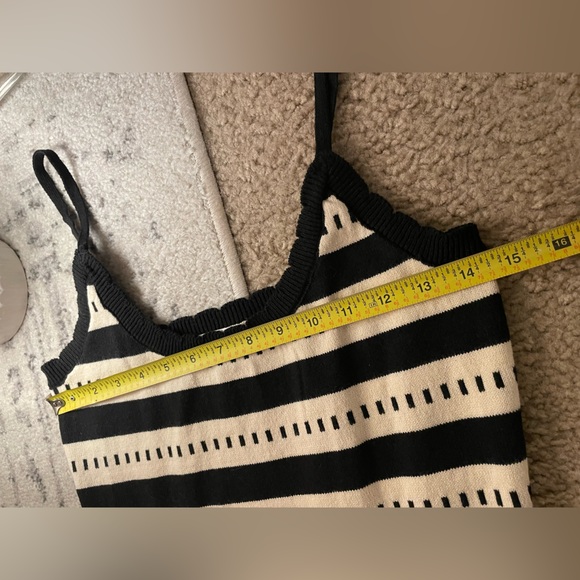 Lalavon🖤🤎 Black and cream tan Striped Knit Maxi midi Dress NWOT - Picture 7 of 15